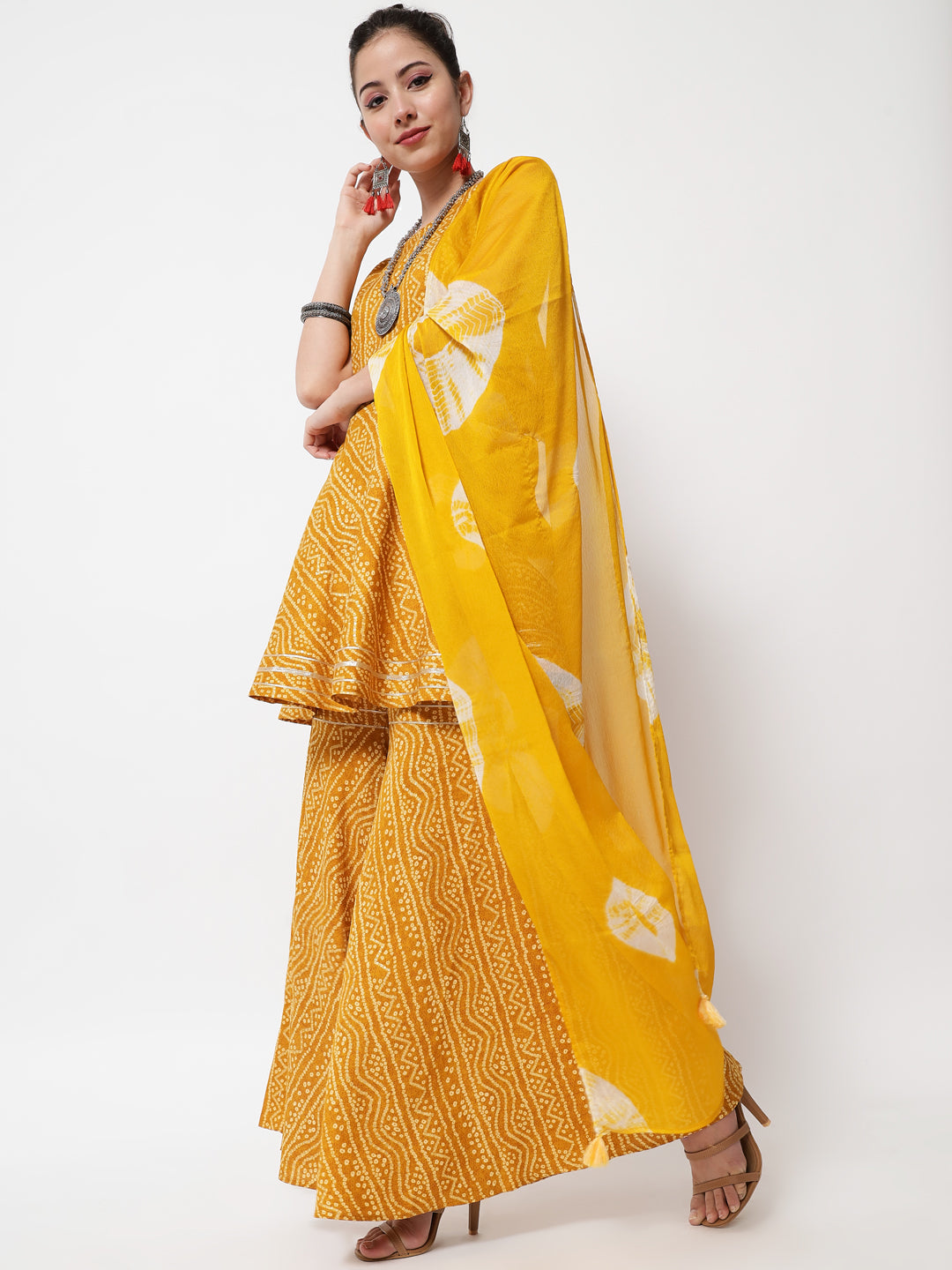 Women's Rayon Blend Printed Kurta with Pants & Dupatta- 3pc set, TK010