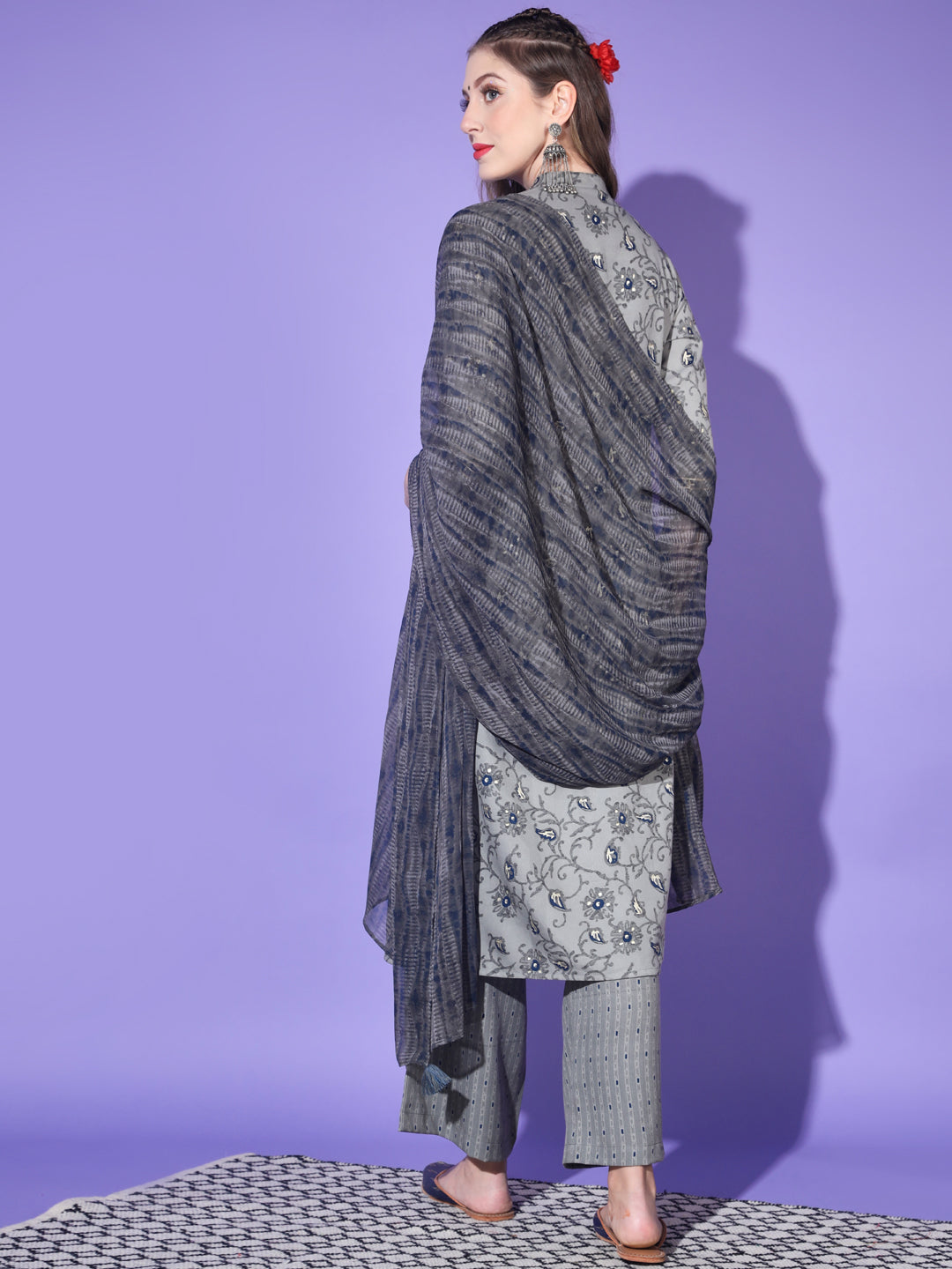 Women's Rayon Blend Printed Kurta with Pants & Dupatta- 3pc set, TK011