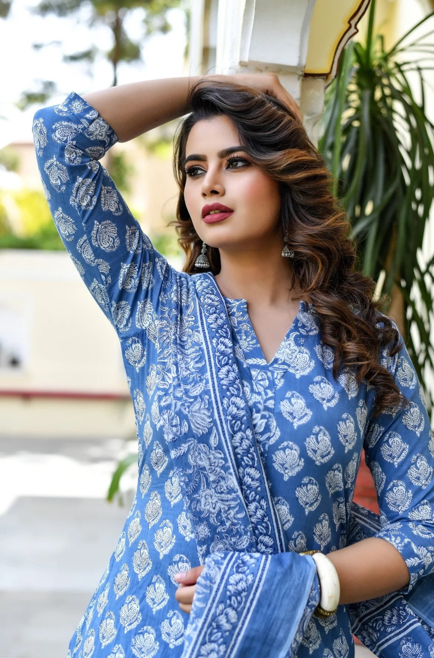 Women's Rayon Blend Printed Kurta with Pants & Dupatta- 3pc set, TK020