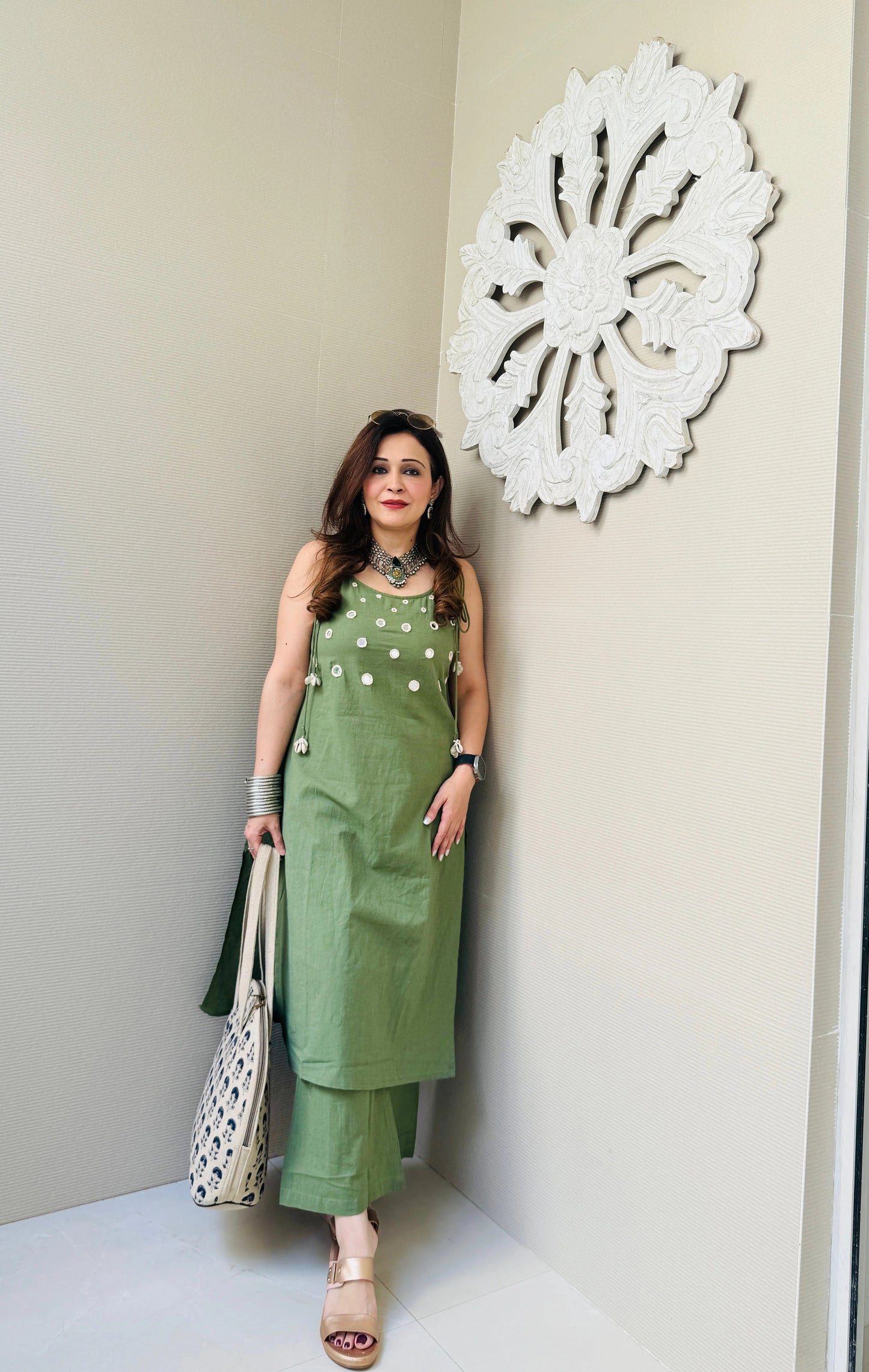 Stylish & Comfy Noodle Strap Cotton Co-ord set with Mirror work