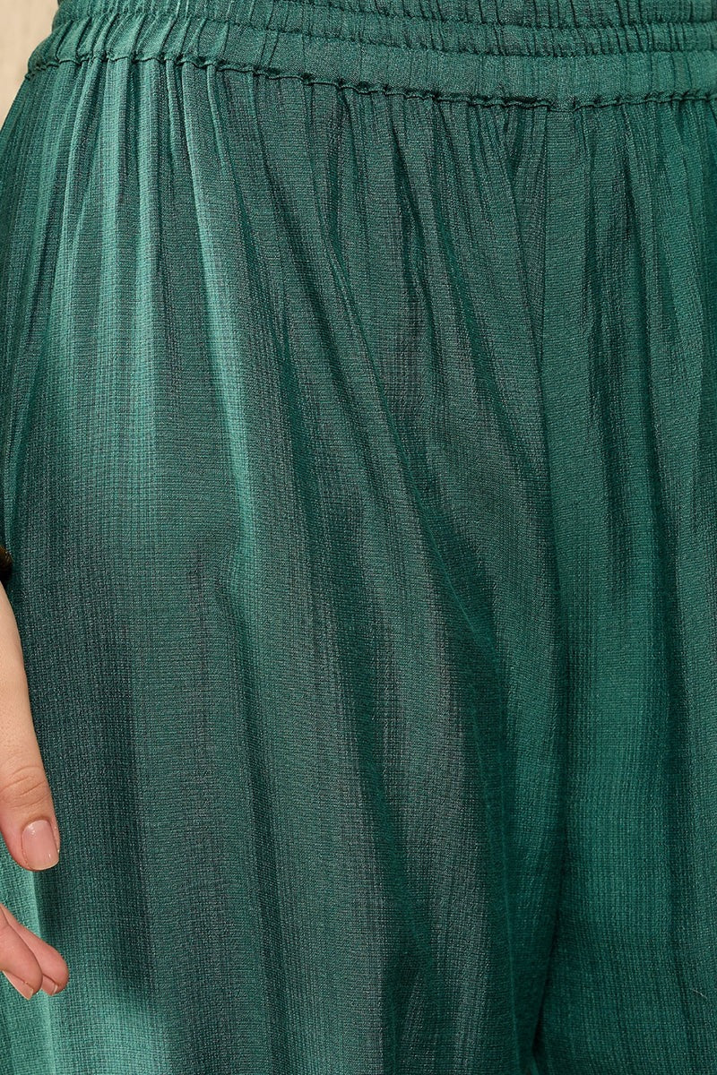 Teal Green Embroidered Viscose Rayon Straight Salwar Bottom Kurta Set