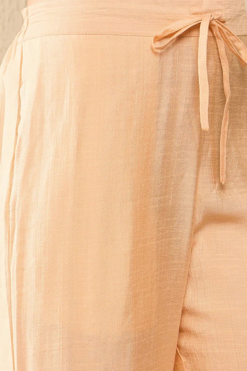 Peach Embroidered Viscose Rayon Straight Trouser Bottom Kurta Set