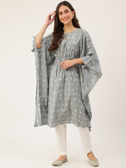 Women's Chanderi Printed Kaftan- TK024