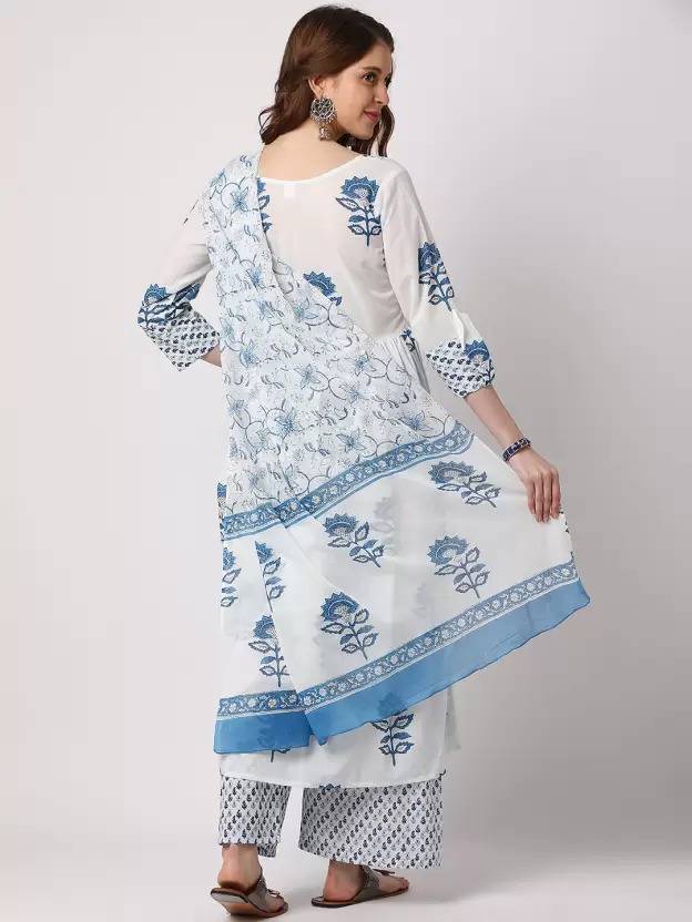 Women's  Cotton Blend Printed Kurta with Pants & Dupatta- 3pc set, TK092