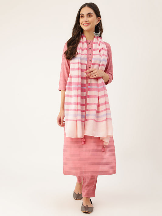 Women's  Viscose Printed Kurta with Pants & Dupatta- 3pc set, TK001