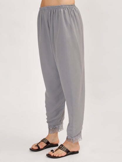 Premium Georgette fabric suit set with embroidery - Grey, TK127
