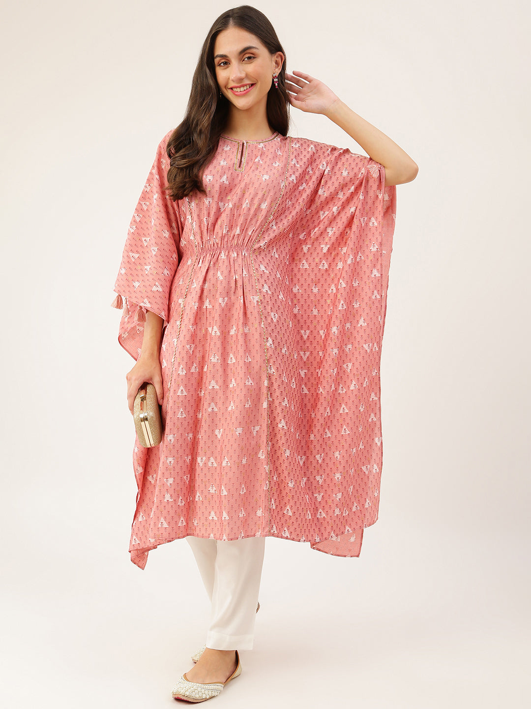 Women's Chanderi Printed Kaftan- TK025