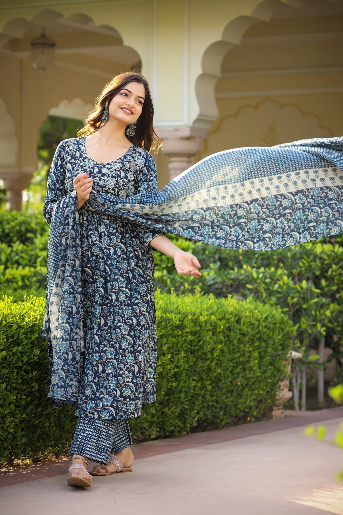 Women's  Rayon Blend Printed Kurta with Pants & Dupatta- 3pc set, TK016