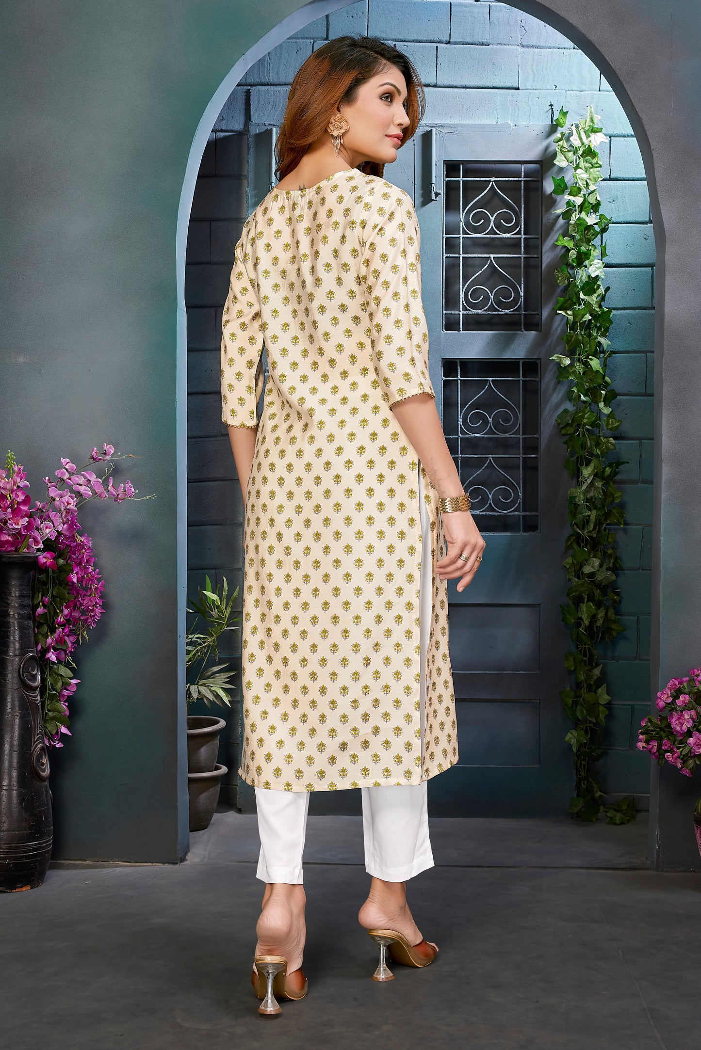 Women's  Chanderi Printed Kurta- 1pc set, TK036