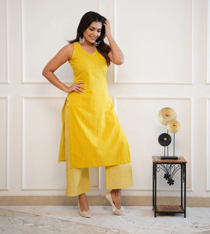 Kaatha work Soft Cotton Handloom Long Co-ord set, 2pc, TK158-160