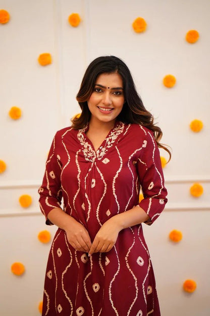 Heavy Rayon Co-ord set with Hand Adda work on yoke, 2pc, TK143-146