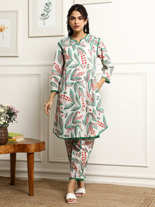 Leaf design Printed Co-ord Set, 2pc, TK193