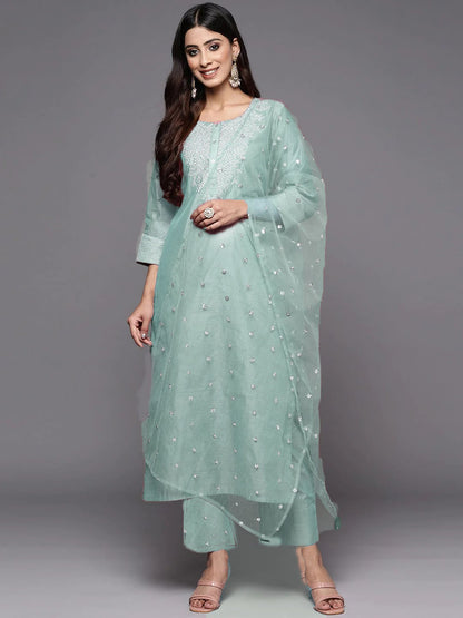 Partywear Viscose silk Suit set with net dupatta, 3pc, TK172-173