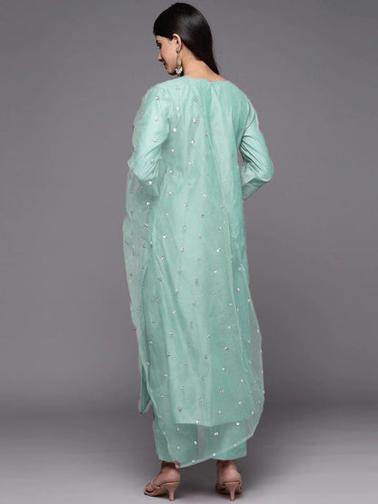 Partywear Viscose silk Suit set with net dupatta, 3pc, TK172-173