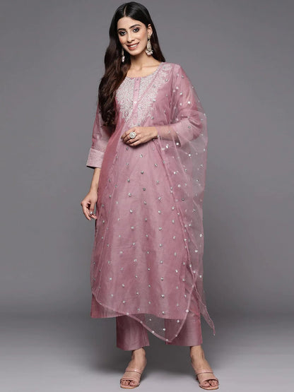 Partywear Viscose silk Suit set with net dupatta, 3pc, TK172-173