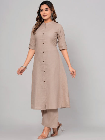Kaatha work Cotton Long Co-ord set with Mandarin collar, 2pc, TK148-157