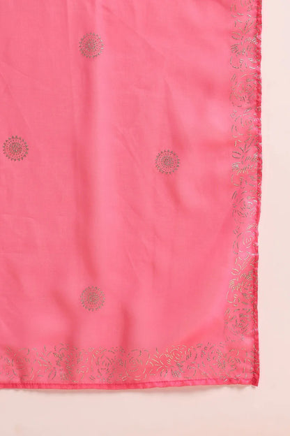 Pink Silk Blend Solid Embroidered Straight Trouser Bottom Suit Set