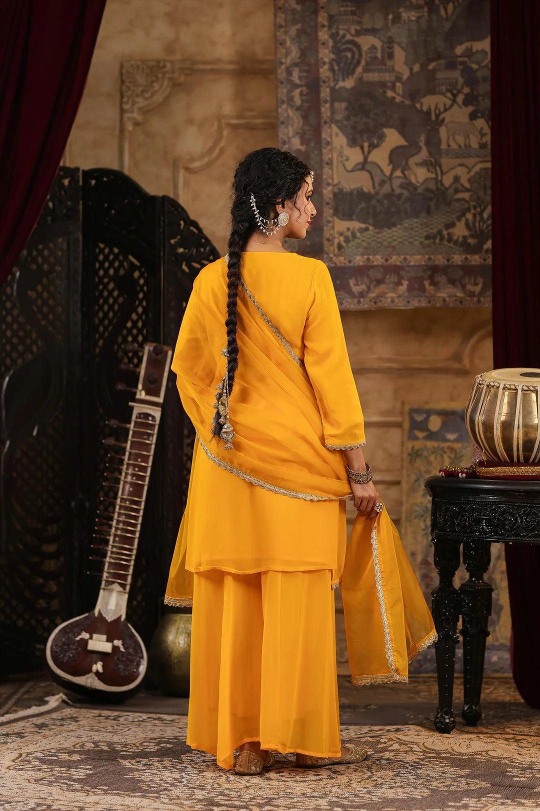Yellow Georgette Gota Patti Work Palazzo Set