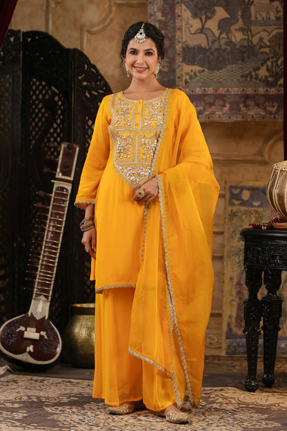 Yellow Georgette Gota Patti Work Palazzo Set