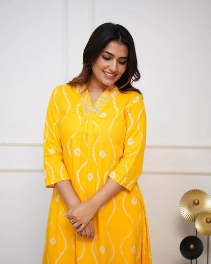 Heavy Rayon Co-ord set with Hand Adda work on yoke, 2pc, TK143-146